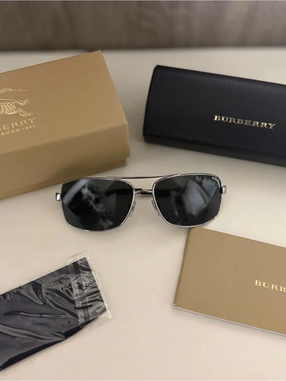 Burberry Gunmetal Sunglasses with Grey Lenses